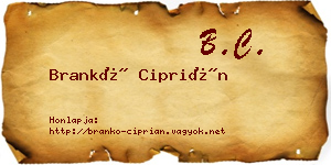 Brankó Ciprián névjegykártya